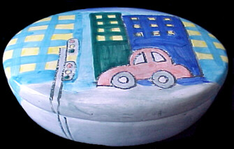 PorcelAin Box with Street CAr Design