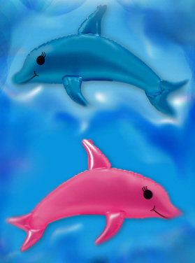 Pearlized Pink & Blue Dolphin Inflate - 40''   *(By The  PIECE)