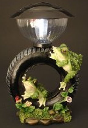 Frogs On Tire & Solar Light      $13.25