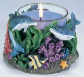 Dolphin Filled CANDLE Jar - 6.75''L   $7.30