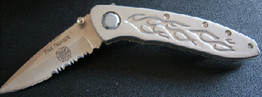 Fire Fighter Lock Blade W/Flames on Handle