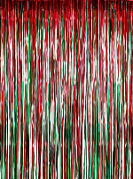 Metallic Red & Green Fringe CURTAIN