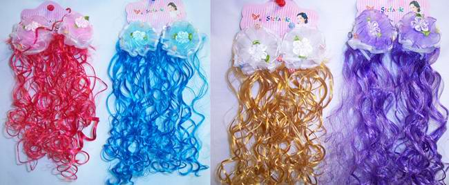 2Pc Mini  HAIRbows With  HAIR  Braids  - Assorted Colors (Imp)