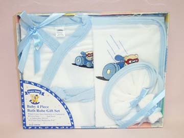 ''Super Baby''  4 Pc  Baby Bath Robe Gift Sets   -    ( # 20106)