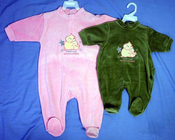 Baby   Velours  Playwear With  Appliques  (Sizes: 9-24 Mos)