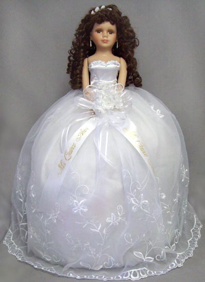 Quinceanera 16'' Porcelain DOLL - White Dress   (USA)