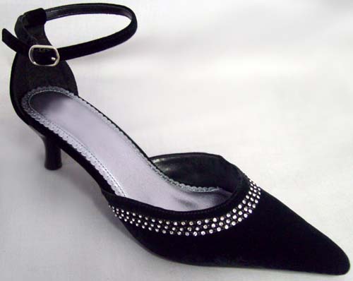 Womens Black Velvet  SHOES With Rhinestones