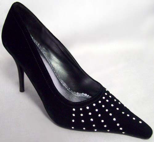 Womens Evening SHOES In Black Velvet With Rhinestones