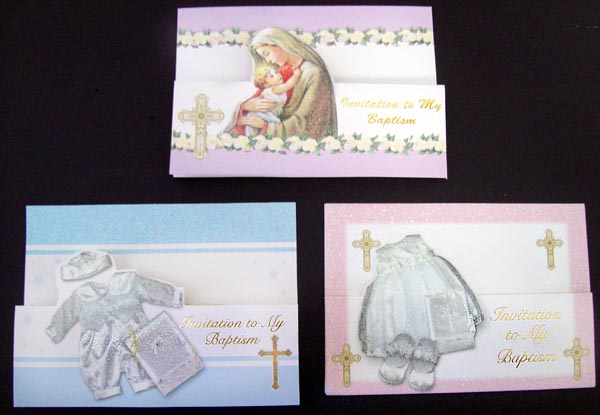 Invitation Cards With Glitter .......  Baptism (English)