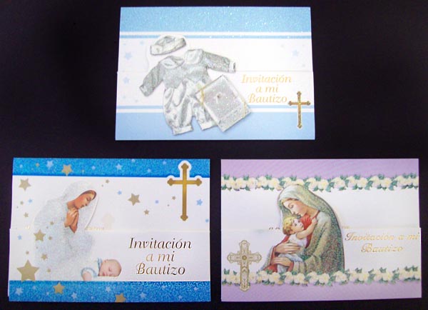 Invitation Cards With Glitter ......... Baptism (Spanish)