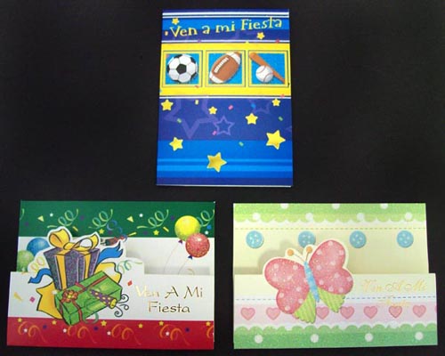 Invitation Cards With Glitter ....... Happy Birthday (Spanish)
