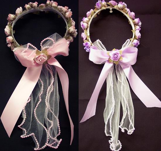 HAIR ACCESSORIES Floral Crowns  For Girls  - With Tail & Ribbon
