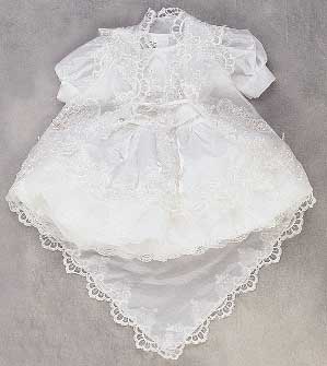''Bridgett'' 2PC Christening   Dress  With  Tail - Sizes: 0 - 4