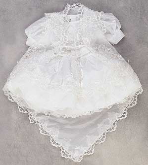 ''Bridgett'' 2Pc Christening   DRESS  With  Tail - Sizes: 0 - 4