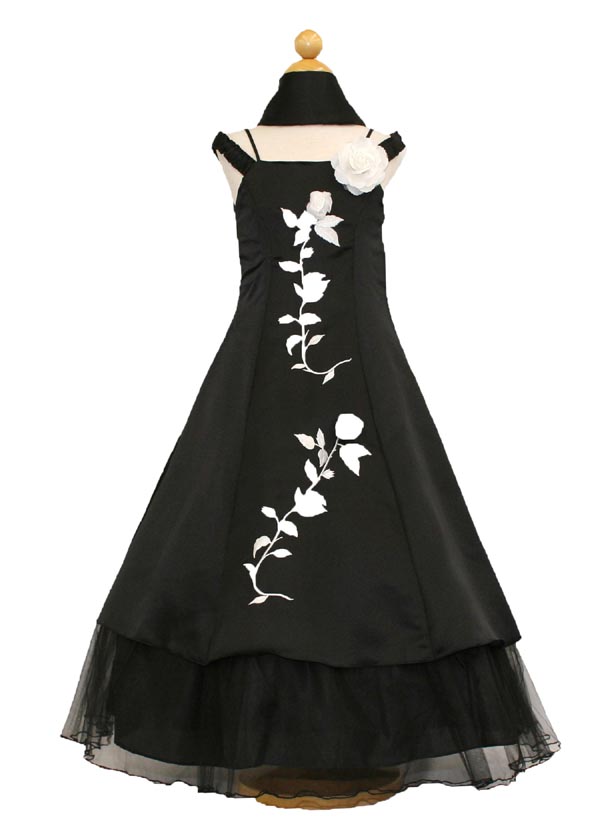 Girls Evening  DRESS  With Scarf - Black Color. Sizes: 4-16