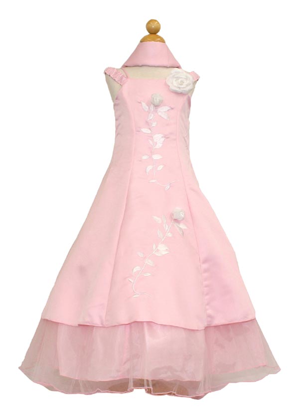 Girls Evening Dress With SCARF -  Pink Color . Sizes: 2-12