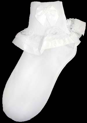 Girls Designer Style  Frilly  SOCKS  -    White  (# M-983)