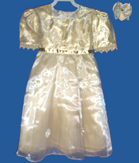 ''Holly'' Girls Gold Lamay Dresses -  Sizes: 2-14