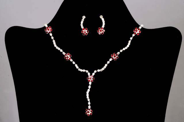 Rhinestones 3Pc Necklace & EARRINGS Set ( # WU7-026F)