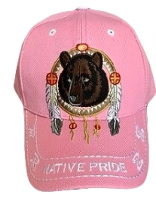 Bear & Dream Catcher Native Pride  BASEBALL Cap - Pink Color