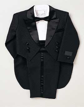 ''Camilo'' Boys 5 PC  Black  Tuxedos With Coattail - Sizes: 16 -20