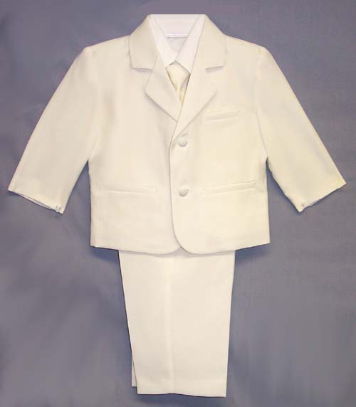 5Pc  Boys  Suit  With VEST  - Ivory/Beige - 9Mos-4T ( # 142)