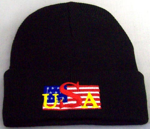 ''USA''  Embroidered Knitted Beanie - Winter CAPS For Adults