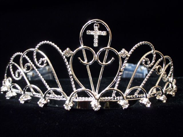 Rhinestones TIARA With Cross    (# C1225)