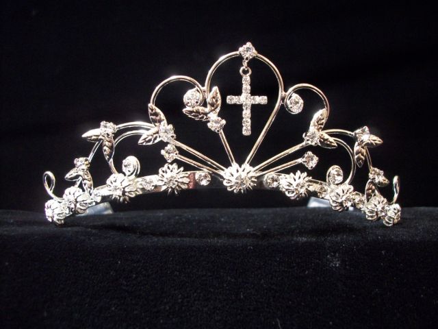 Rhinestones TIARA With Cross ( # C7260C)