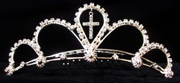 Rhinestones TIARA With Cross ( # C9472)