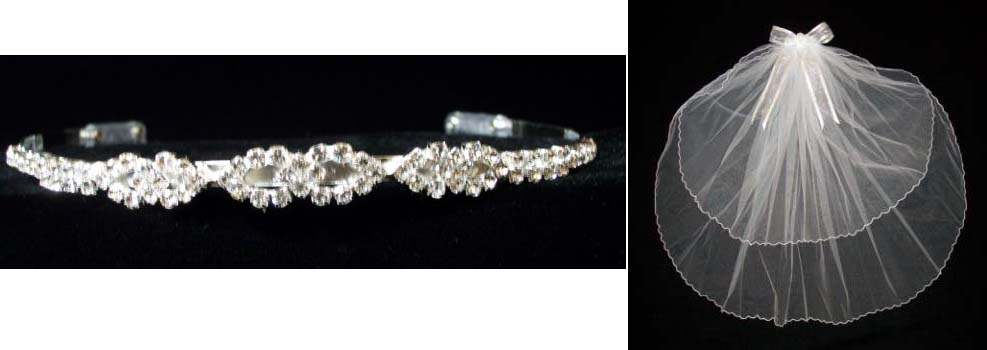 White Communion With Rhinestones HEADBAND ( # HT28)