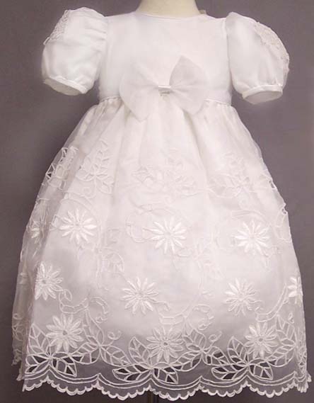 Girls All-White Pageant DRESS With Cutwork Embroideries (S-XL)