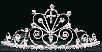 Rhinestones Tiara With Cross   (  #  PS972C)