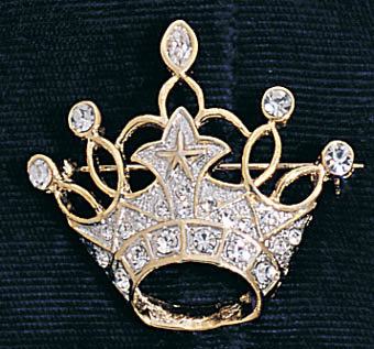 Rhinestones  Pin - GOLD Color Crown  ( # B38G)