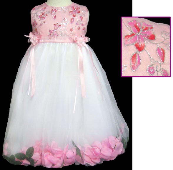 ''Flora II'' Girls Pageant DRESS With Silk Petals - Pink (1-6)