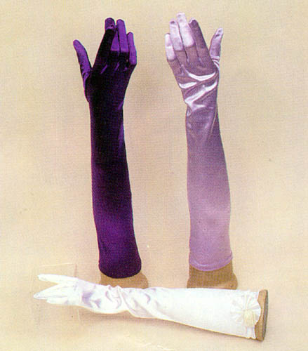Satin GLOVES  In Color  - For Women.  Elbow Length.  ( # 701-8BL)