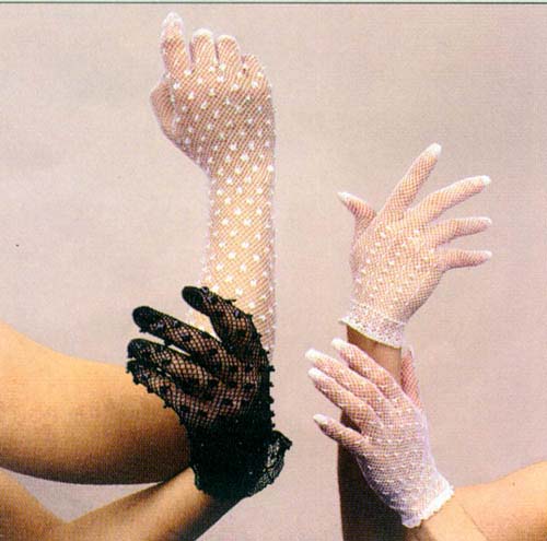 Sequined  Nylon Crochet  GLOVES  - For Women  (# 04-BS-8BL)