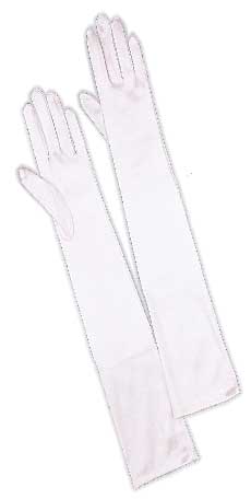 White  Satin GLOVES - For Women. Above Elbow Length  ( #701-12BL)