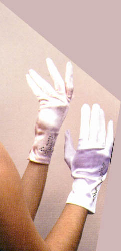 Womens SATIN Gloves - Butterfly  Design -  Wrist Length  (#SG-BT)
