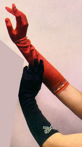 Womens Satin Gloves-Butterfly Design -. Elbow Length ( # SG-BT)