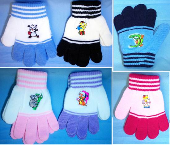 Kids  MAGIC  Gloves  In Stripes - With Moving Eyes  (M173-WG3173)