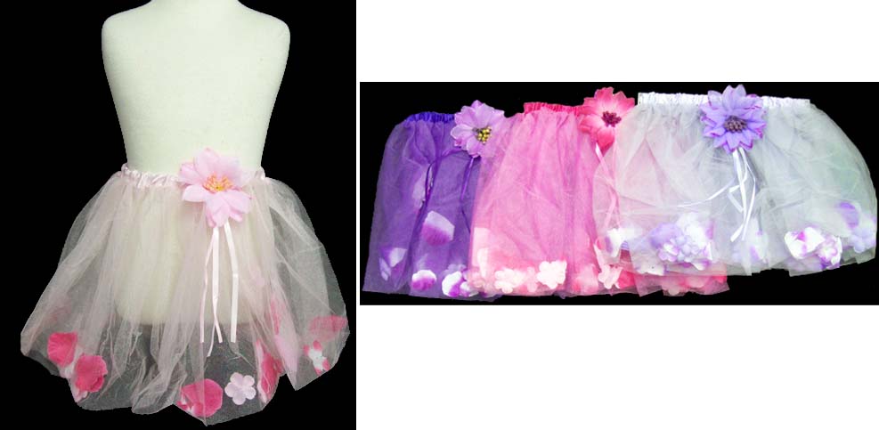 Dance Wear - Tutu SKIRT -  With Silk Flower Petals- S (# C27381)