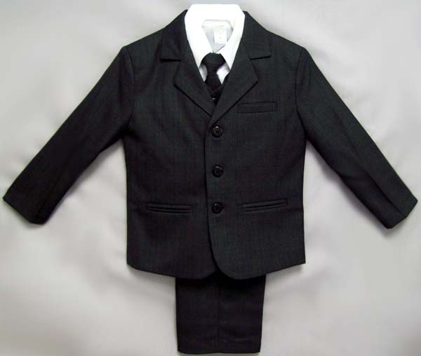 Boys 5Pc Dress Suits - Charcoal Grey- Sizes: 4-7 ( # 5956CG)
