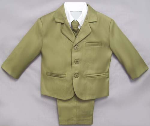 Boys 5Pc Vested DRESS Suit - Infant Sizes  - Olive Color