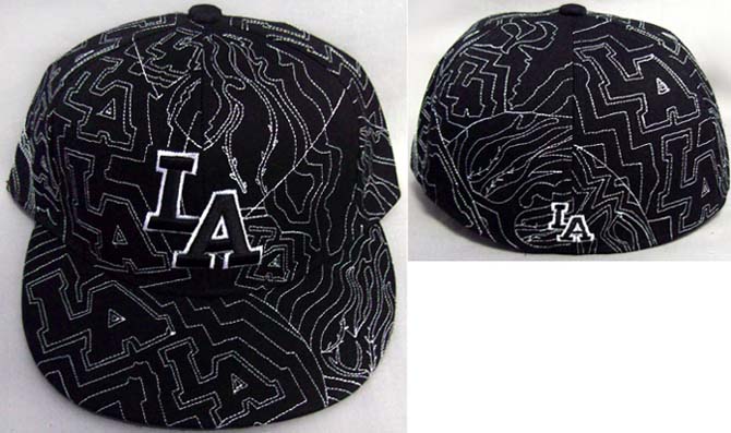 ''Los Angeles'' Flat Brim Embroidered Fitted CAPS