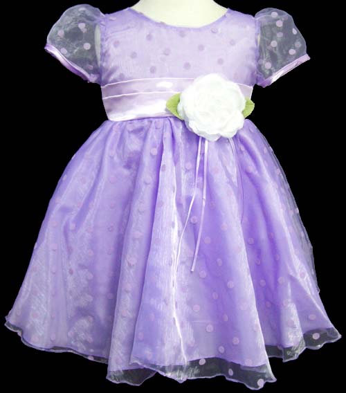 Girls Polka Dots Fancy Organza DRESS - Lavender - (Sizes: 3-6)