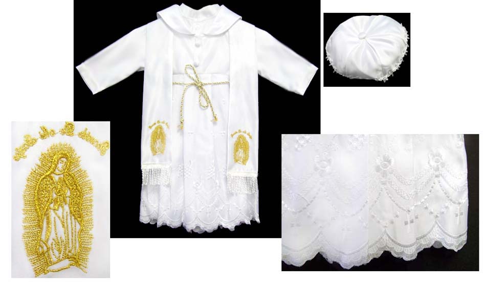 Boys 4Pc Embroidered Christening Robe Set  - GOLD