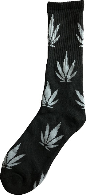 Marijuana Weed Pot SOCKS  - One Size Fits All - Black & Grey