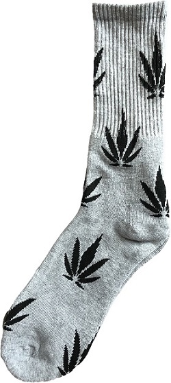 Marijuana Weed Pot SOCKS  - One Size Fits All - Grey & Black