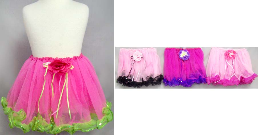 Dance Wear - Sequined Tutu Skirt With FLOWER ( # C28278)